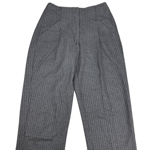 WILFRED Chambery Wool Blend Mid Rise Ankle Trousers Sz 00 Pinstripe Gray White - Picture 3 of 7